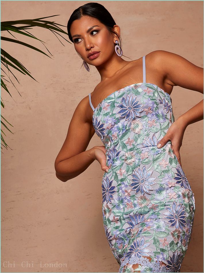  Crochet Cami Bodycon Midi Dress in Blue 1589BL 1