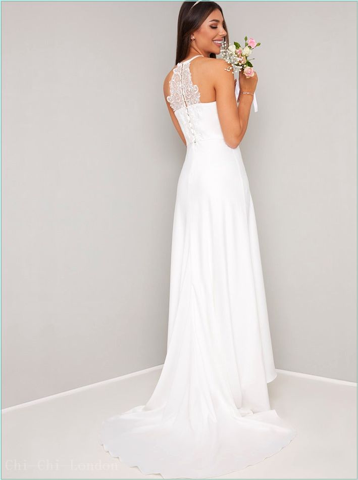  Lace Ruffled Detail Bridal Wedding Dress in White 9892WHI 2