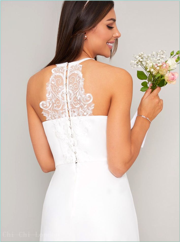  Lace Ruffled Detail Bridal Wedding Dress in White 9892WHI 3